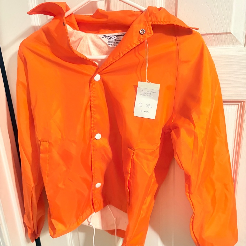 Hollywood design vintage Bright Orange Hooded Jacket size medium new old stock
